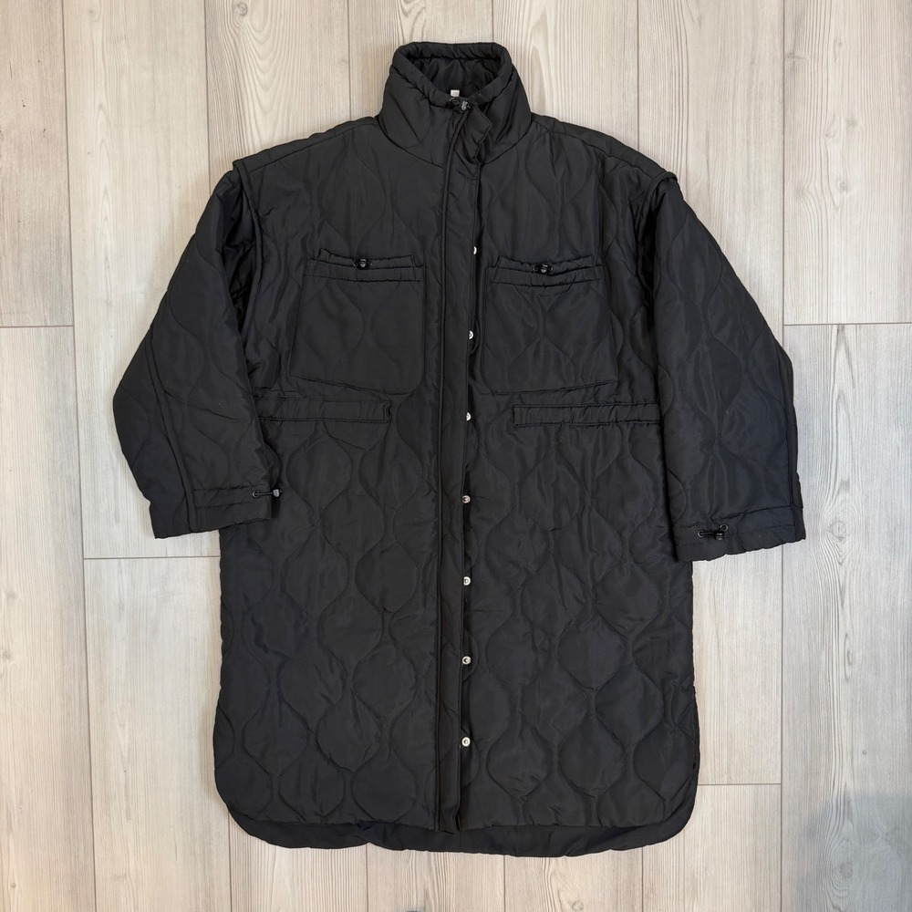 Motherhood Maternity Black Quilted Longline Puffer Jacket Funnel Neck Small
